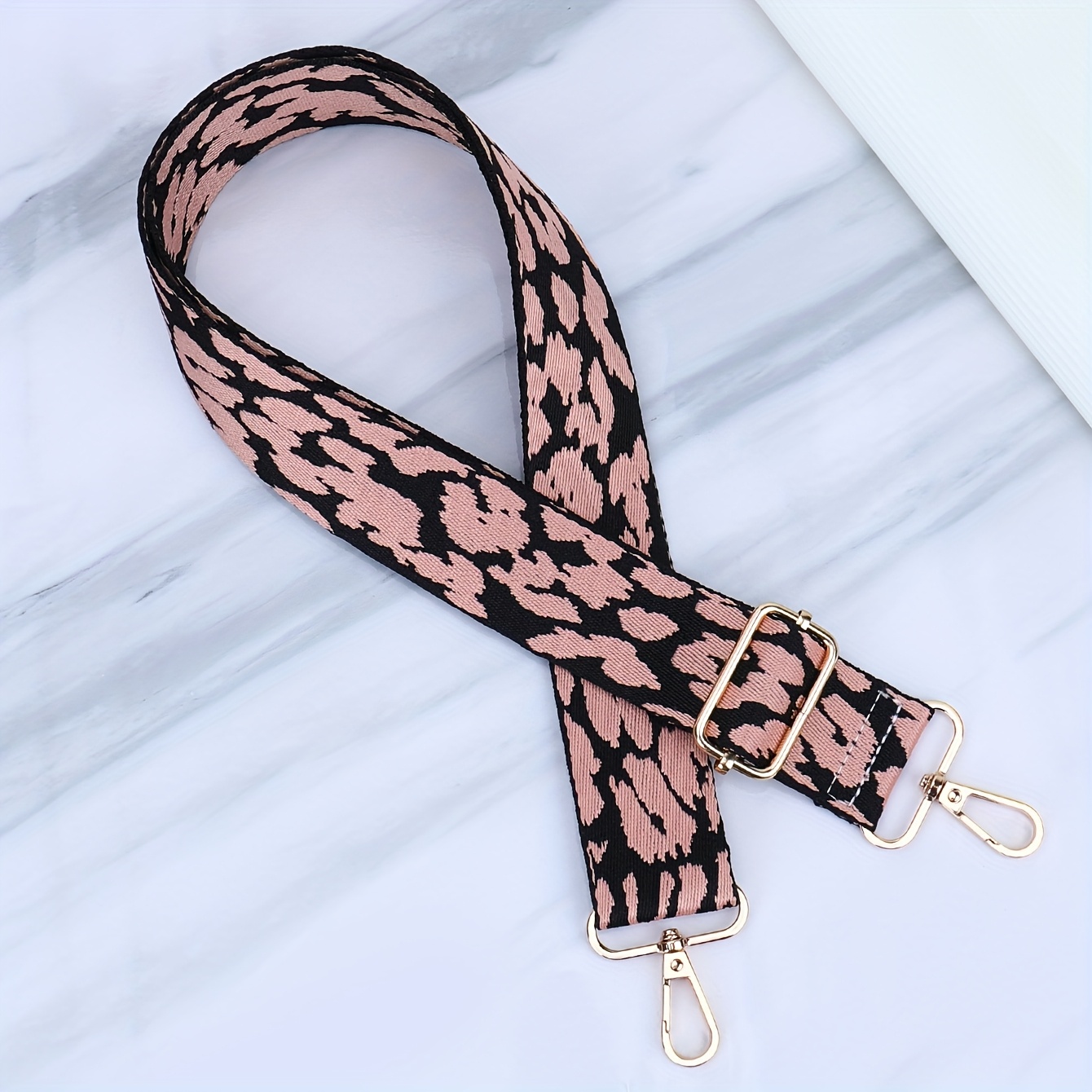 Image of Stylish Leopard Print Adjustable Shoulder Strap For Single Shoulder Bag, Crossbody Bag, Tote Bag Diy Replacement Accessories