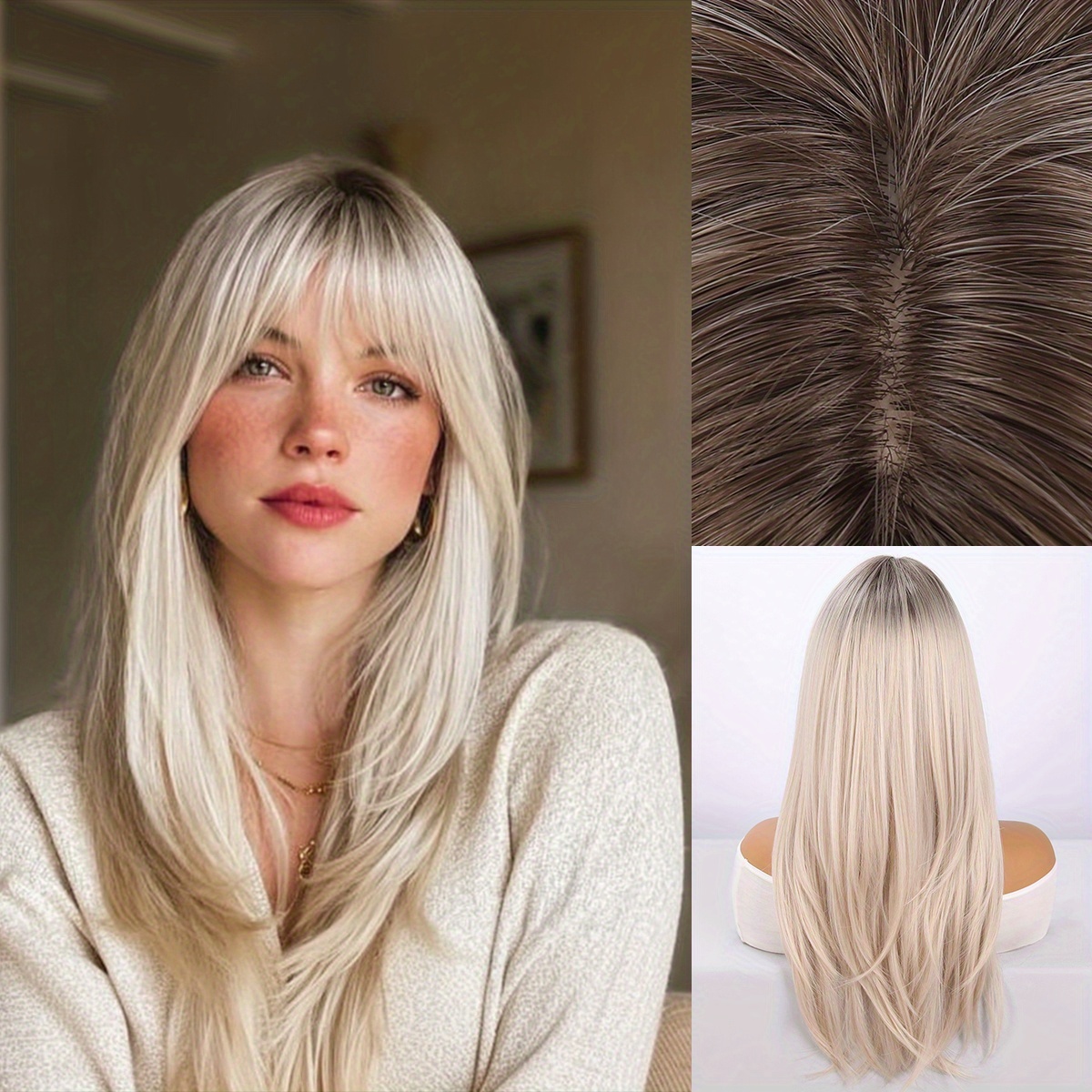 medium length blonde wig