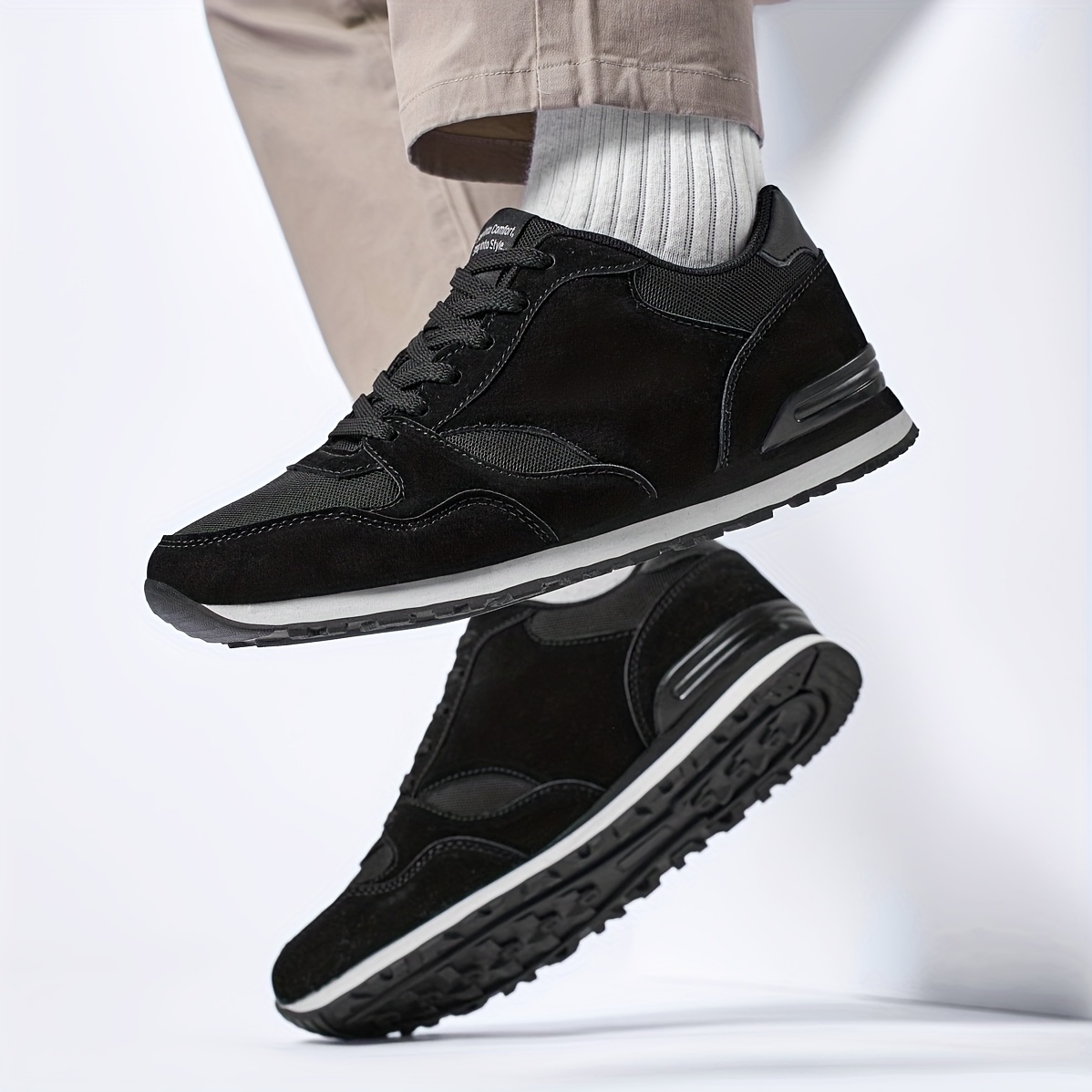 Men'S Stylish Low-Top Sneakers - Breathable Mesh, Lace-Up Running Shoes with Stylish Gray and Navy Design, Perfect for Casual and Street Wear, Casual Street Shoes|Minimalist Style|Breathable Upper, Sneakers