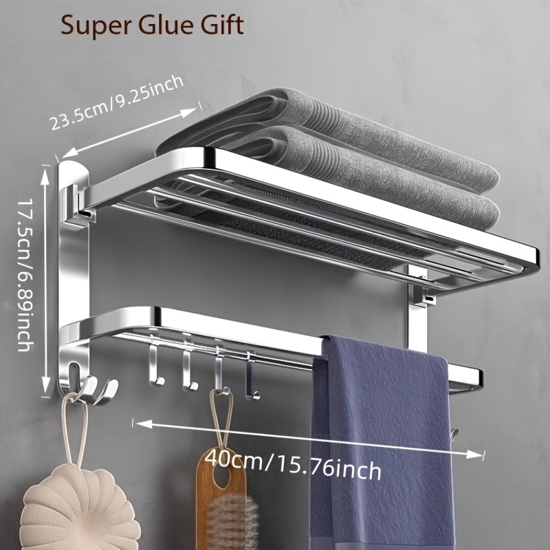 

1pc Stainless Steel Towel Rack, No-drilling Wall Mount Bathroom Towel Holder, Modern Hanging Home Storage And Organization Rack