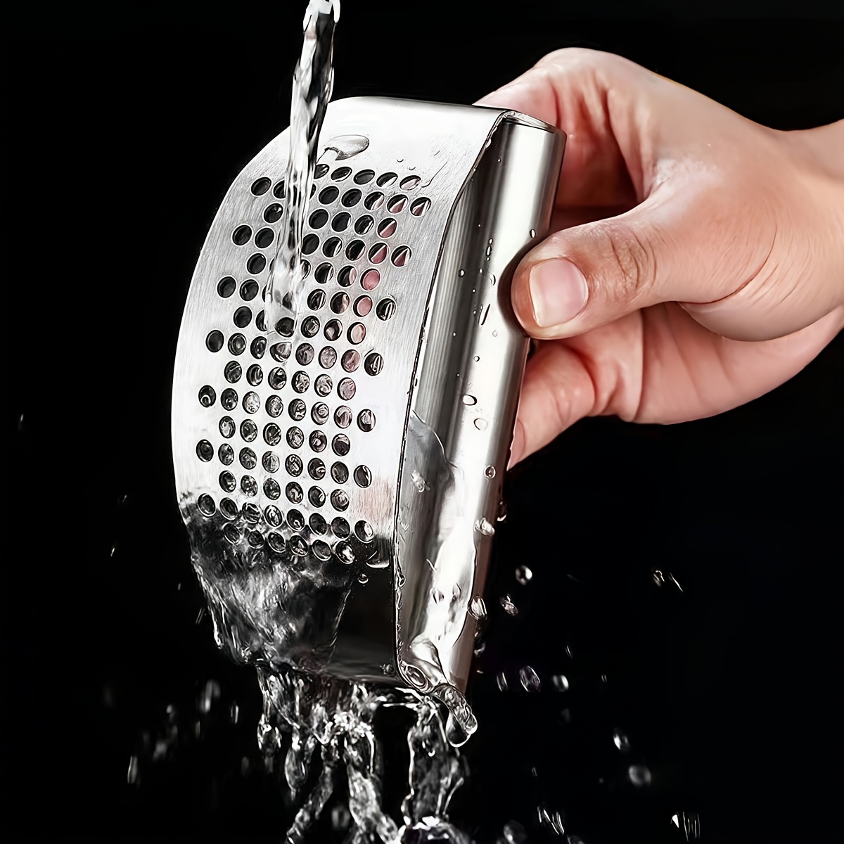 3/1 Stainless Steel Manual Garlic Crusher - Heavy Duty 304 Stainless Steel Garlic Crusher with Ergonomic Handle, Washable Design and Blades for Chopping, Grinding, Slicing - Easy to Clean Kitchen Gadget for Home and (No Electricity Required)