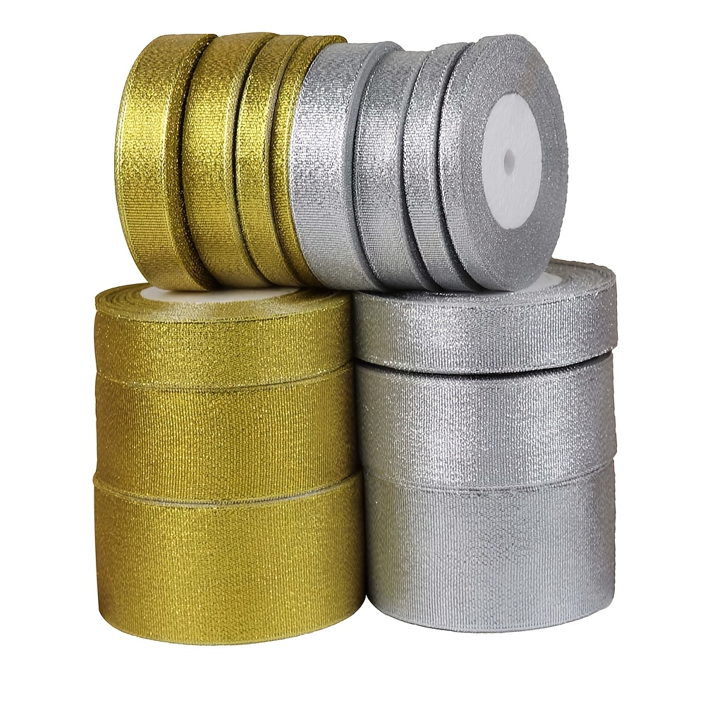 

1pc 25 Yards/roll Golden Silvery Glitter Ribbon For Christmas Wedding Party Decoration Gift Packaging Handmade Crafts