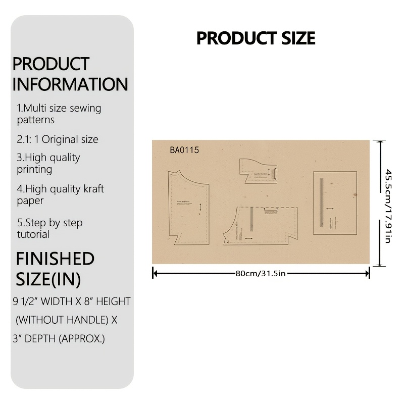 TEMU Bag Sewing Patterns, 1:1 Scale Handbag Sewing Patterns, Stylish Handbag Prototype Patterns, Perfect Sewing Templates For Handmade Bag Crafting –
