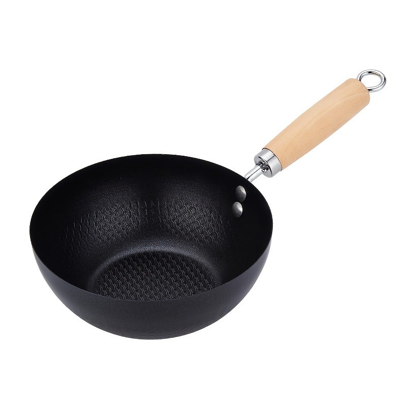 E-shop Wok Mini Kleiner Eisen Wok Haushalt Wabenmuster Geprägte Physikalische Antihaft-Pfanne Geeignet für Verschiedene Bratpfanne 1-2 Portionen