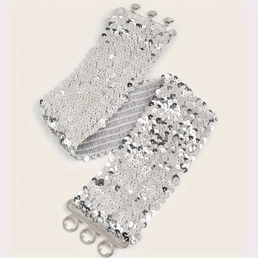 1pc 7cm shiny glitter metal elastic waist belt women - Temu Canada