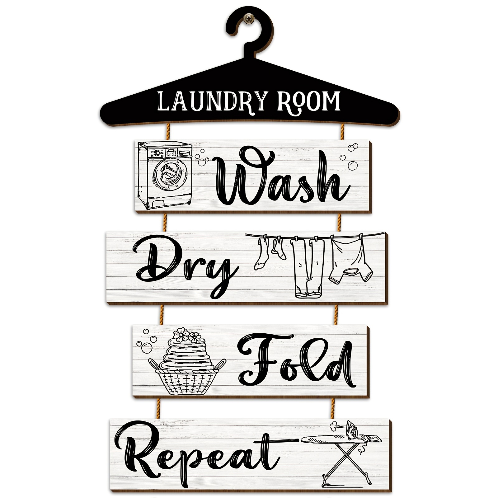 

5pcs Laundry Room Wall Sign Rustic Laundry Hanging Sign Wooden Fold Laundry Plaque Laundry Rules Wall Decor 19.7 X 11 Inch (white Backing)