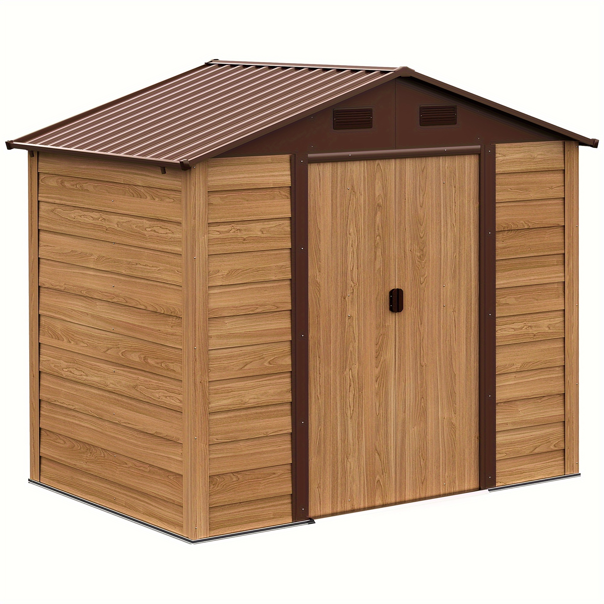 

Outsunny 8' X 6' Outdoor Storage Shed, Garden With Foundation Kit, 4 Vents And Sliding Doors For Backyard, Patio, Garage, Lawn, Brown