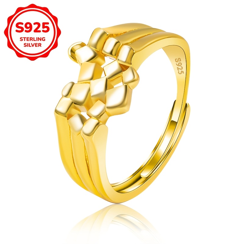 Geometric Wideband Ring 925 Sterling Silver Modern Ring
