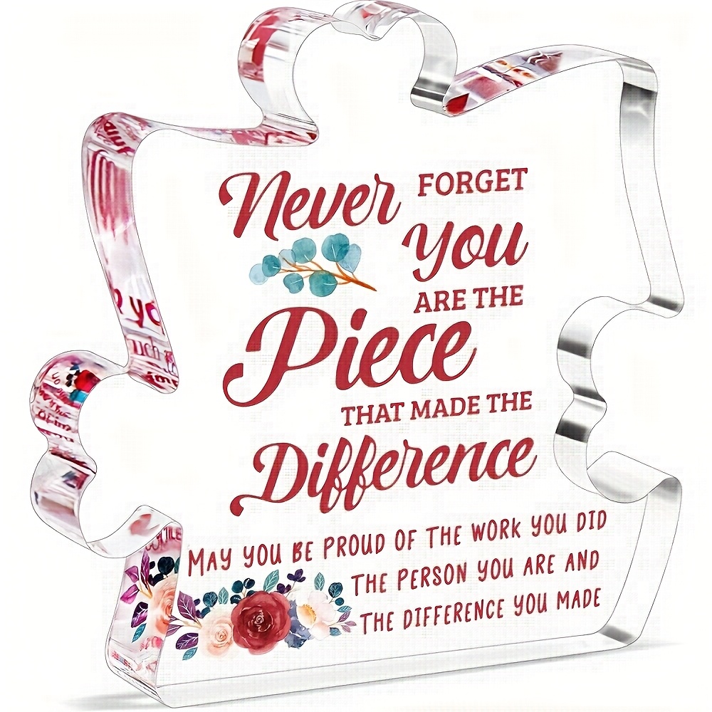 TEMU Plaque Acrylique 2D Plate, Cadeaux de Retraite pour Collègues Femmes Hommes Directeurs Enseignants, Décorations de Fête de Retraite, Cadeau d'