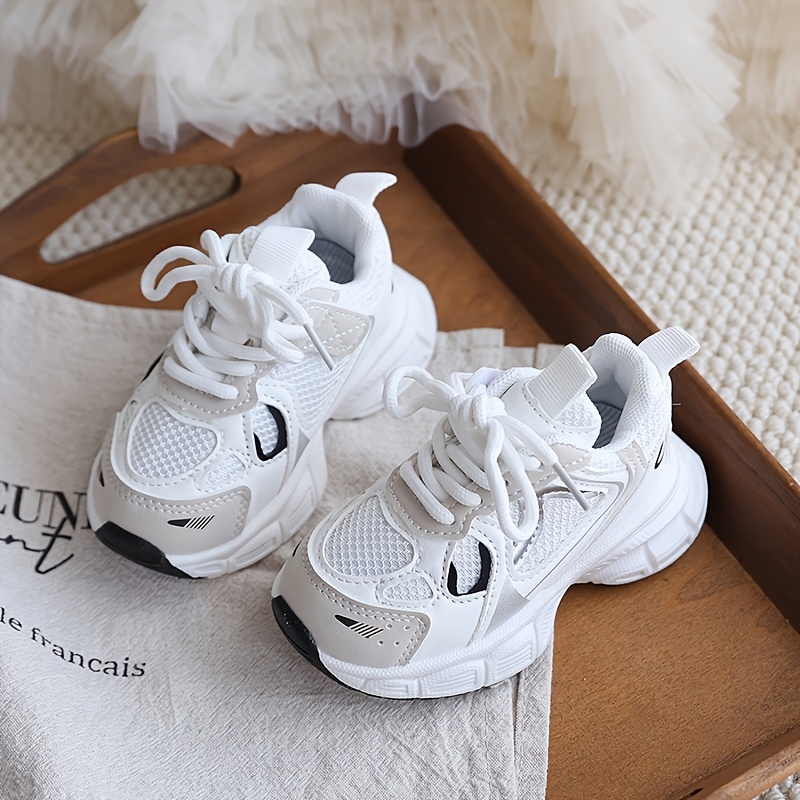 Image of 1 Pair Sneakers Compatible For & - Low-top Lace-up/ Closure, Breathable Shoe With Cushioned Tpr Sole, All- Casual Shoes With Letter/number/stripes Print ( Learning To Walk)