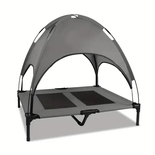 elevated dog bed with canopy portable raised dog bed cooling board mesh pet cot for large dogs oxford fabric removable canopy shade for camping beach indoor outdoor