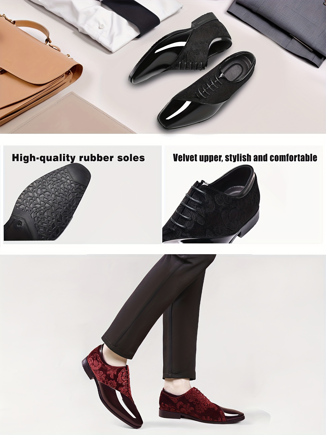 MIOEERT Men's Glossy Patent -like Dress Shoes - Glossy Black & Golden Lace-Up Low-Top Oxford Tuxedo Shoes with Lace Paneling, Glossy Polish, Round Toe & Rubber Sole for Weddings, Business, Formal Events - Luxury Dress Shoes for Men (Black & Golden) - PU/Fabric Upper & Lining, Lace-Up Closure, Suitable for Spring/Summer/Fall, Wedding & British Style (Ideal for Tuxedos) -, Mens Plus Size Dress Shoes, Sneakers For Men High Quality, Non Slip Shoes For Men,