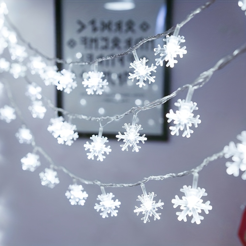 1 Adet LED Kar Tanesi Işık Zinciri - Kablosuz Asma kar taneleri dekorasyonu, Anahtarla Kontrollü Parlaklığı ve Pil Gerektirmeyen Noel Ağacı, İç Mekanlar Penceresi Şehriye Partisi ışığı ile Dayanklı Plastik Karlar (Pil Dahildür)