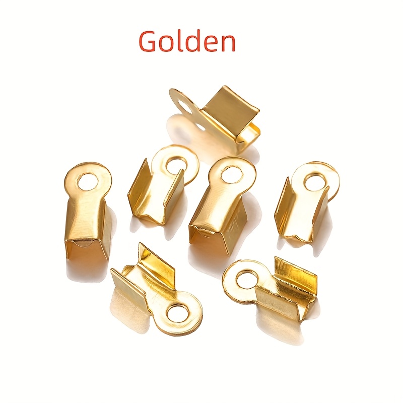 TEMU 98 pièces/Lot Fermoirs Embouts de Cordon Boutons de Ruban Clip en Cuir Pliure Perles Connecteurs pour Création de Bijoux Fournitures DIY