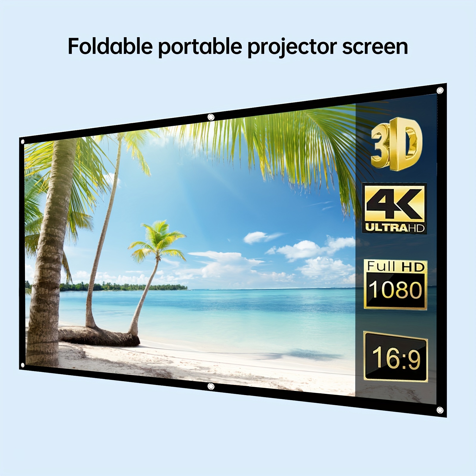 

4k -inch 3d Projector Screen Suitable For Home Theater Outdoor Indoor Projector Screen, Portable Foldable Projection 4k Screen