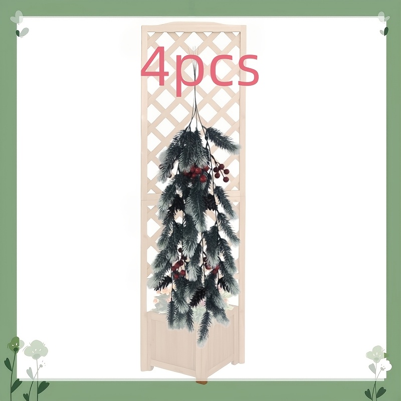 TEMU 4pcs Christmas Ornaments, 30.70 Inch Artificial Pine Branches, Decorated With Pinecones And Red Berries, Restoring The Warm Texture Of Natural