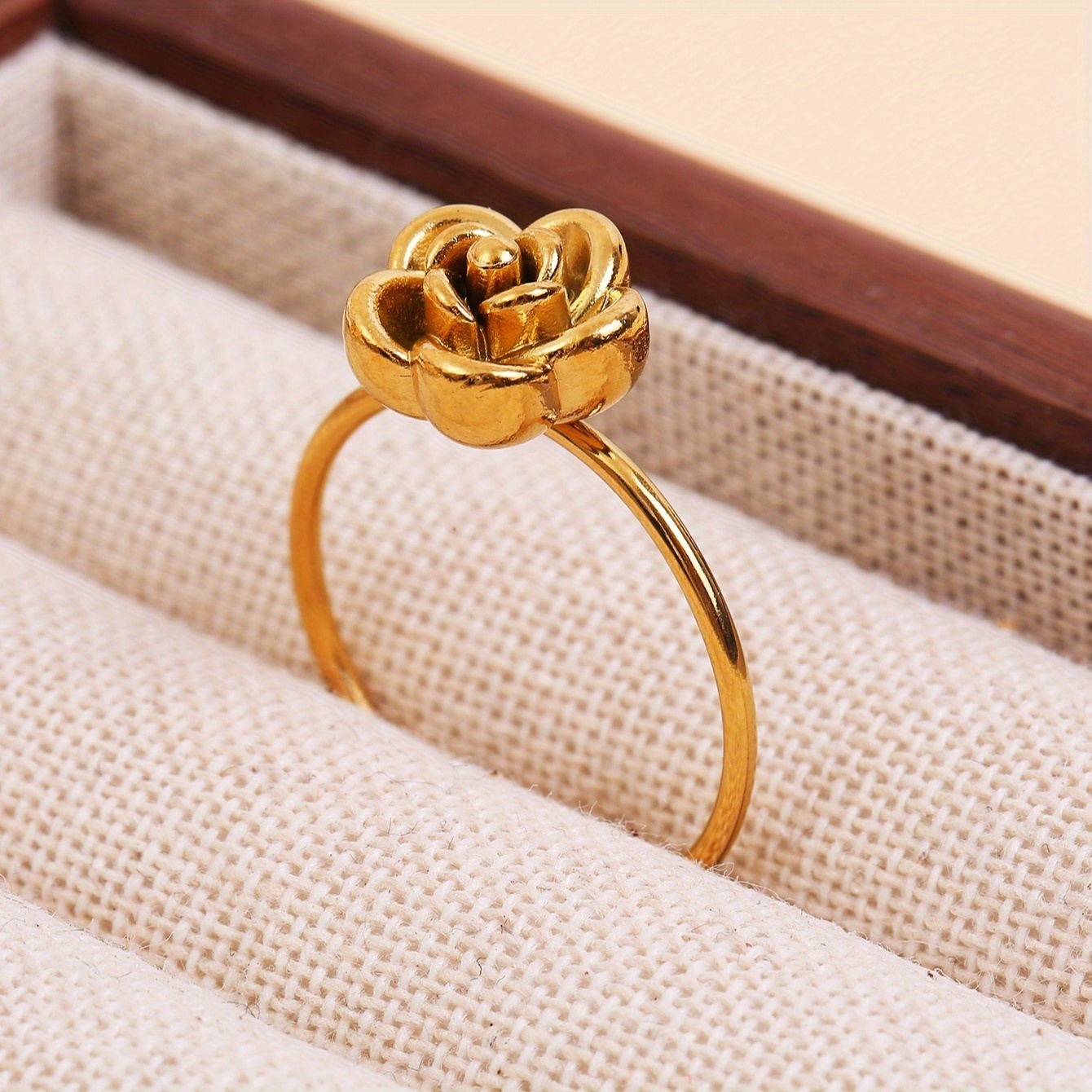 TEMU Bague Fleur en Acier Inoxydable , Design Ouvert Ajustable pour Toutes les Tailles de Doigts