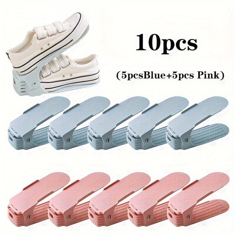 

10-pack Adjustable Shoe Slots Organizer - Space-saving Plastic Double Layer Shoe Rack Holder