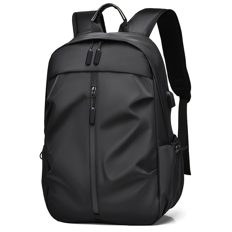 

Boys' Fashionable Solid Color Simple And Backpack, Zipper Design, Waterproof Large Capacity Backpack, Suitable For Commuting, , And Traveling