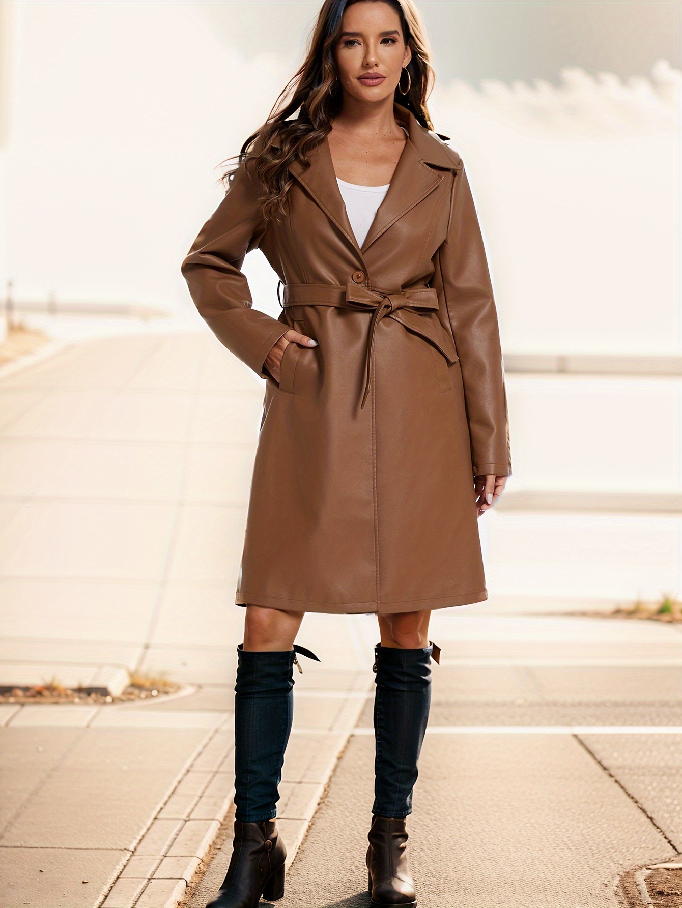 cropped trench coat in memory lambskin leather in BLACK