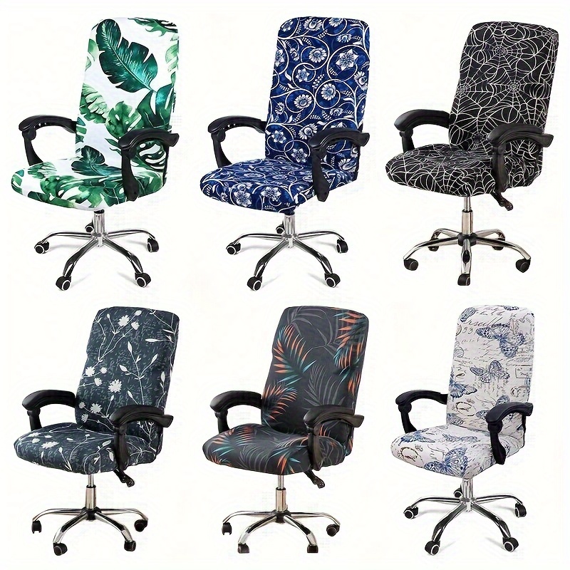 

1pc Office Chair Cover With Durable Zipper, Printed Washable Stretchable Desk Chair Cover, High Back Computer Chair Cover, Office Chair Seat Slipcover