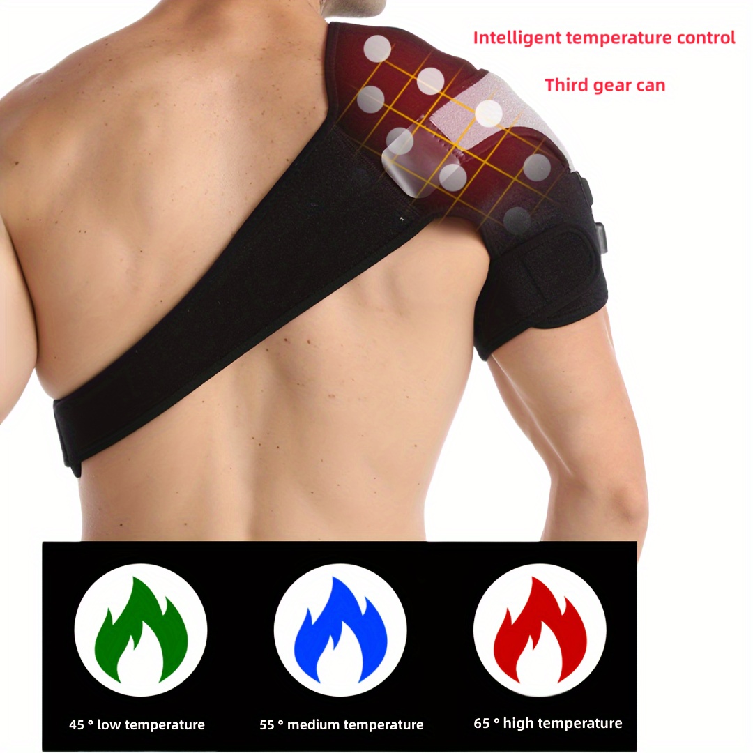 [Therapeutic Use] USB-Powered Electric with 3-Temperature Control, Adjustable Strap & Pocket for and Warmth – Black & Gray Design, Hot Compress Relax | Portable Heating Device | Ergonomic Fit, for And Shoulders