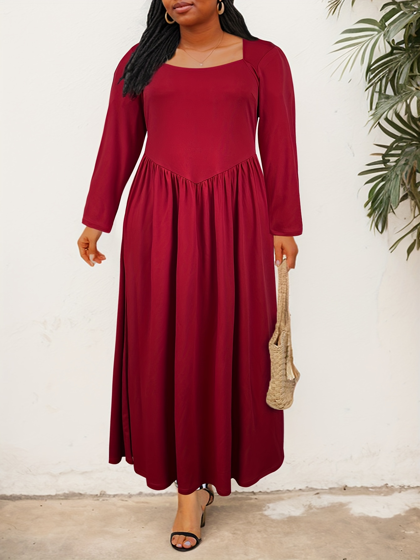 blue vanilla burgundy dress Hayden Long Sleeve Plunge Mini Dress - Burgundy main image 0