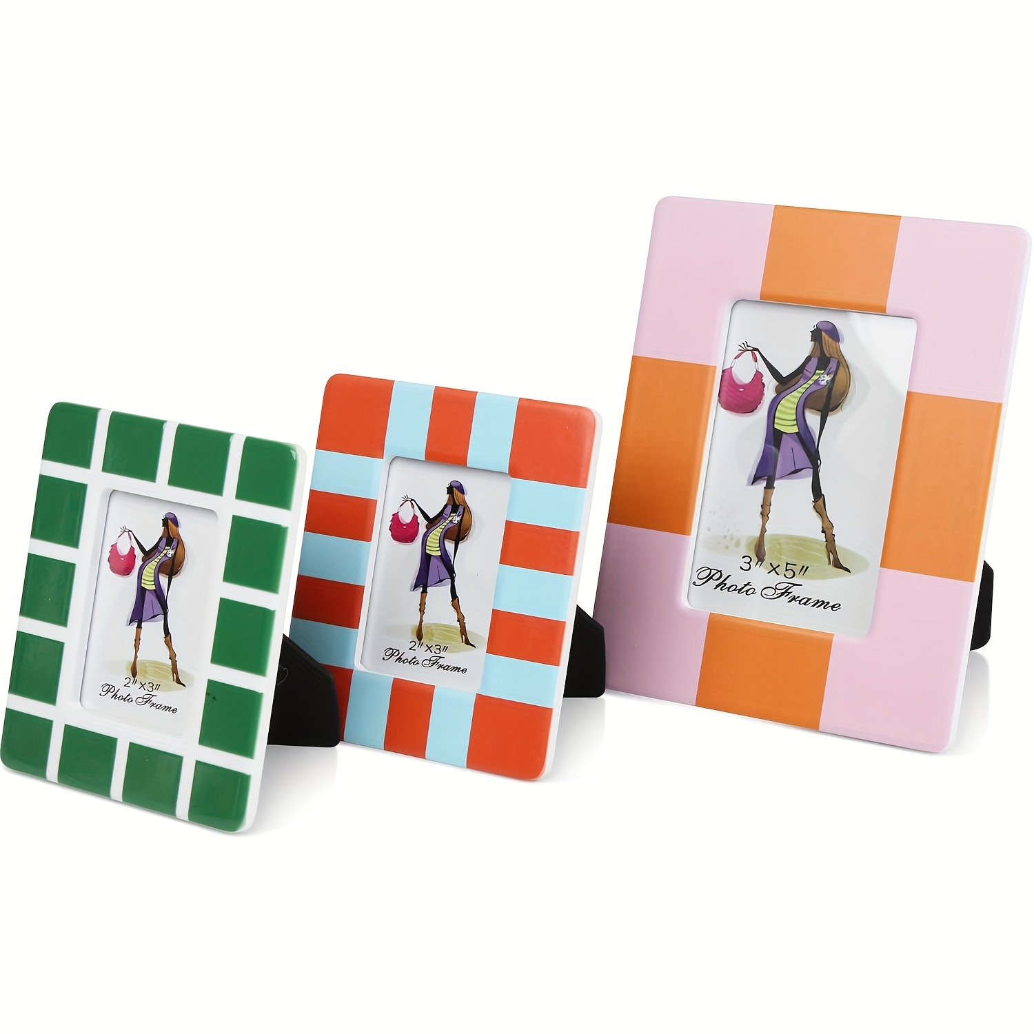 TEMU Set Of 3 Frame - Colored Table 2 Of 2x3", 1 Of 3x5" Horizontal Formats For Decor ( For )