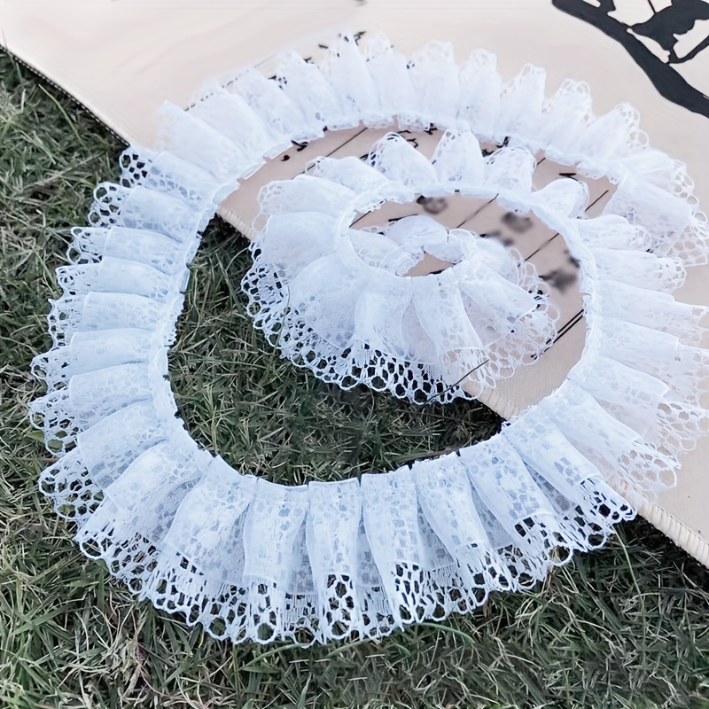 Image of Double-layer Pleated Lace Trim - Assorted Colors For Diy Home, Shoe Embellishments & Clothing Hem Decorations
