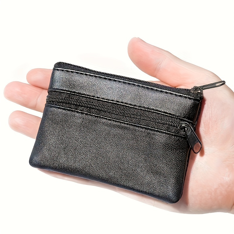 

1pc Black Key Wallet, Zippered Coin Purse With Coin Pocket, Unlined Portable Card Holder, Hand Washable - Single Pack