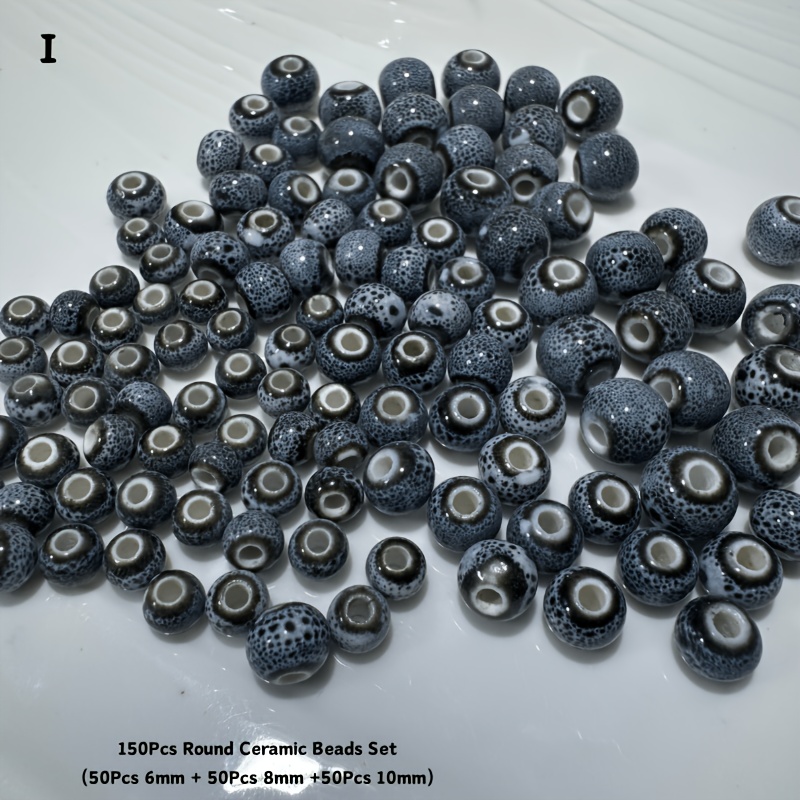 Mixed Size Colorful Glazed Round Ceramic Beads for Jewelry Making