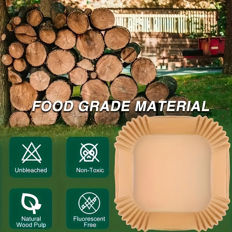 100 high quality air fryer pad paper thickened non stick oil resistant suitable for 2 8 air fryer essential kitchen and restaurant supplies for frying baking cooking and microwave practical air fryer paper essential cake making for baking father gift 6