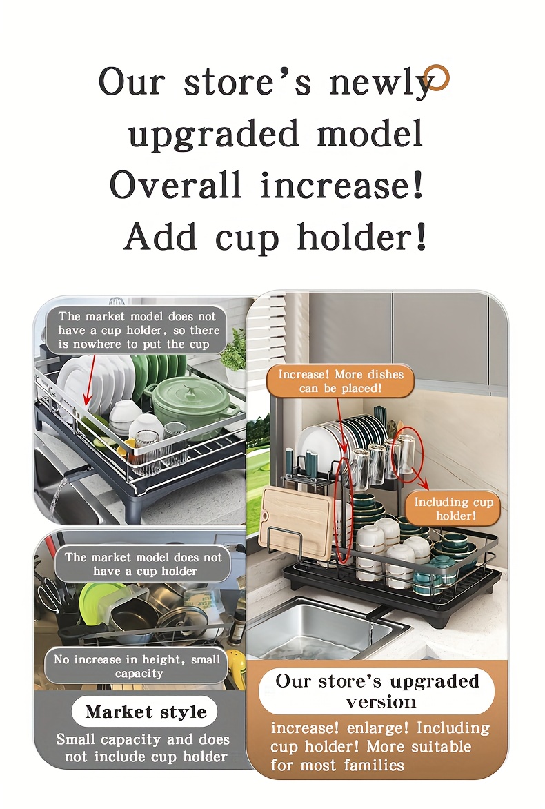 Double Tier Large Metal And Carbon Steel Cutlery Rack for Kitchen Countertop, Space Saving And Durable, with Knife, Fork And Cup Holders And Draining Board, Rustproof Large Two Tier Metal Cutlery Rack, Make The Kitchen More Concise And Organized. 15 Double Tier Large Metal And Carbon Steel Cutlery Rack for Kitchen Countertop, Space Saving And Durable, with Knife, Fork And Cup Holders And Draining Board, Rustproof Large Two Tier Metal Cutlery Rack, Make The Kitchen More Concise And Organized.