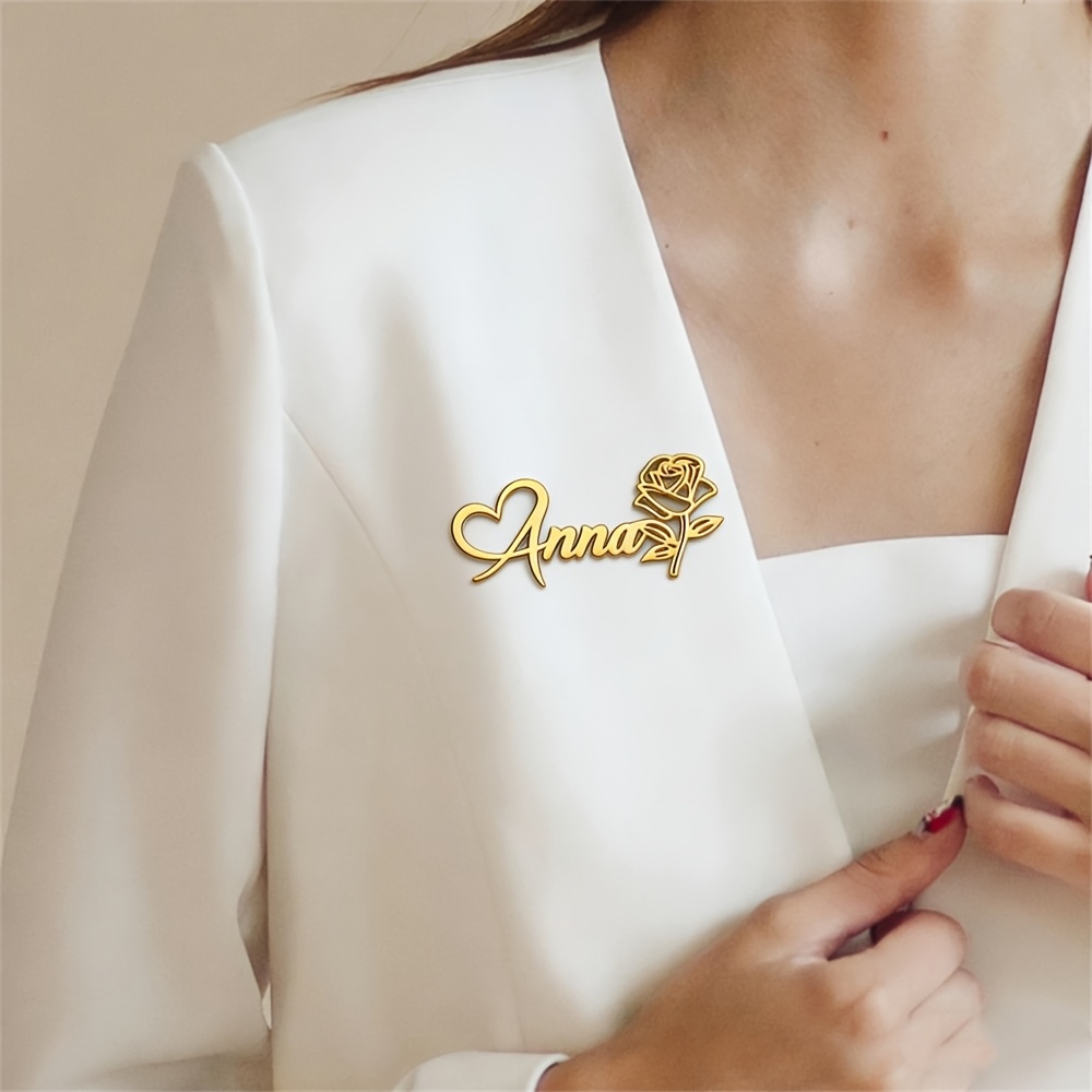 TEMU Custom Stainless -shaped Letter Name Brooch With Romantic , Exquisite, Elegant, And Stylish, Perfect Gift For Celebrating Birthdays And Holidays
