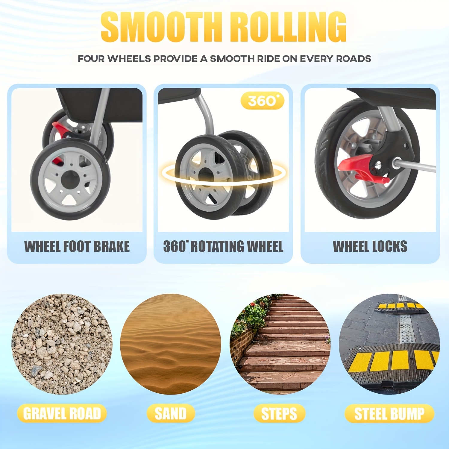 DOPINMIN Foldable Pet Travel Carrier, 4-Wheel Pet Stroller With Canopy, Waterproof Breathable Dog Cat Outdoor Push Cart For Small Medium Dogs And Cats