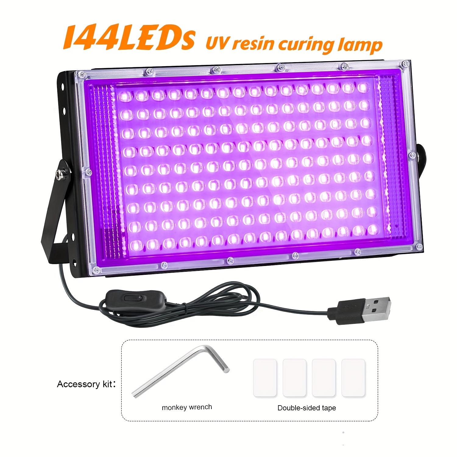 Image of Jewelry Making Tools, High Power Resin Lamp, 144/96 Led Resin Curing Lamp, Large Area, Fast Curing, For Mold Craft Decoration Jewelry, With Usb Plug And Switch 5 Meter Power Cord, , Christmas Gift
