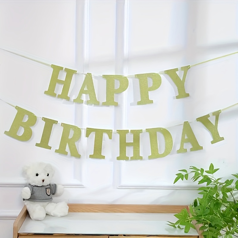 Image of 2pcs Classic Paper Birthday Banner With Glitter Letters - Party Decorations & Room Background, Birthday Party Decorations
