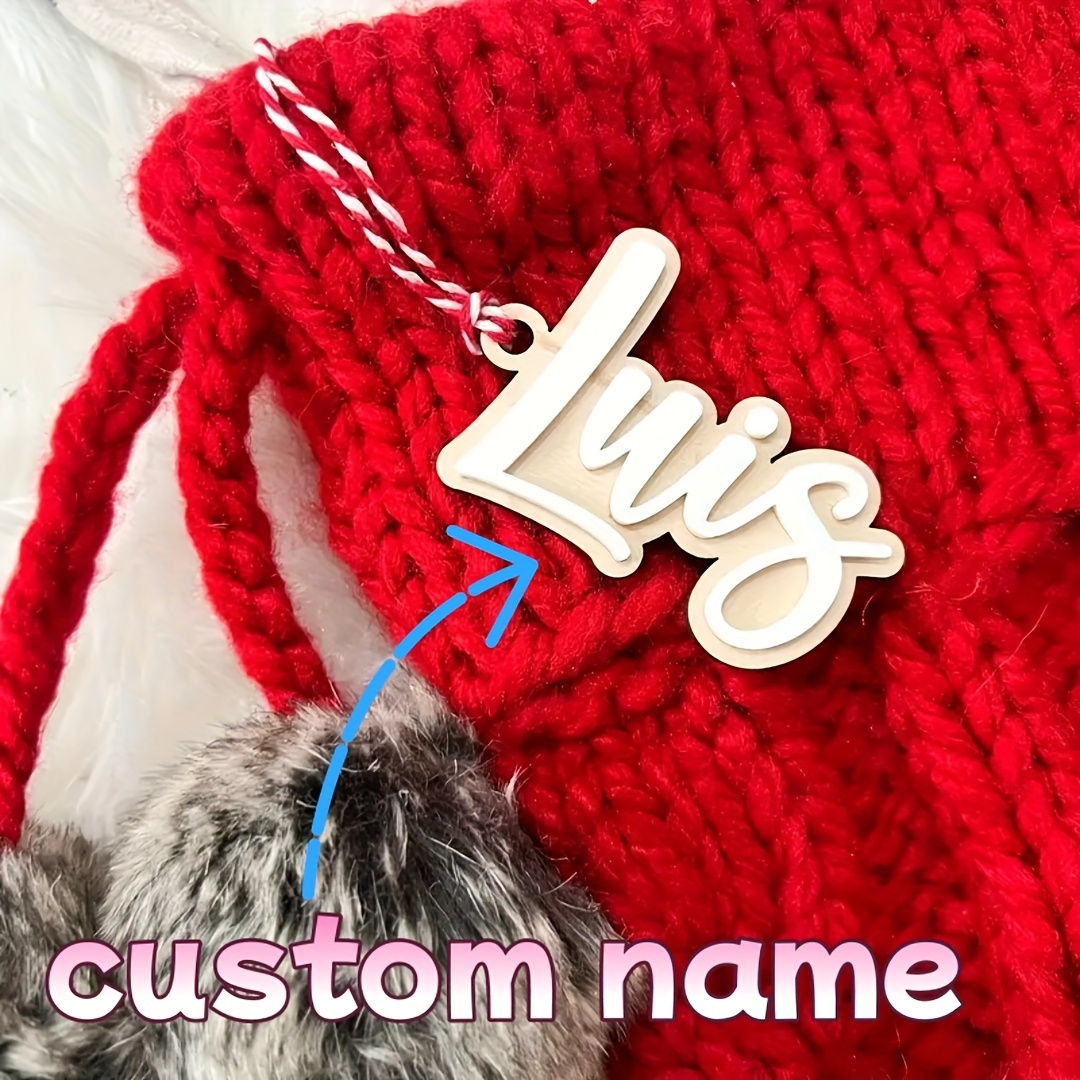 TEMU 2d Flat, Personalized Christmas Stocking Name Tags - Vintage Acrylic Custom Family Tags, Red And Golden Color Scheme Holiday Decorations,