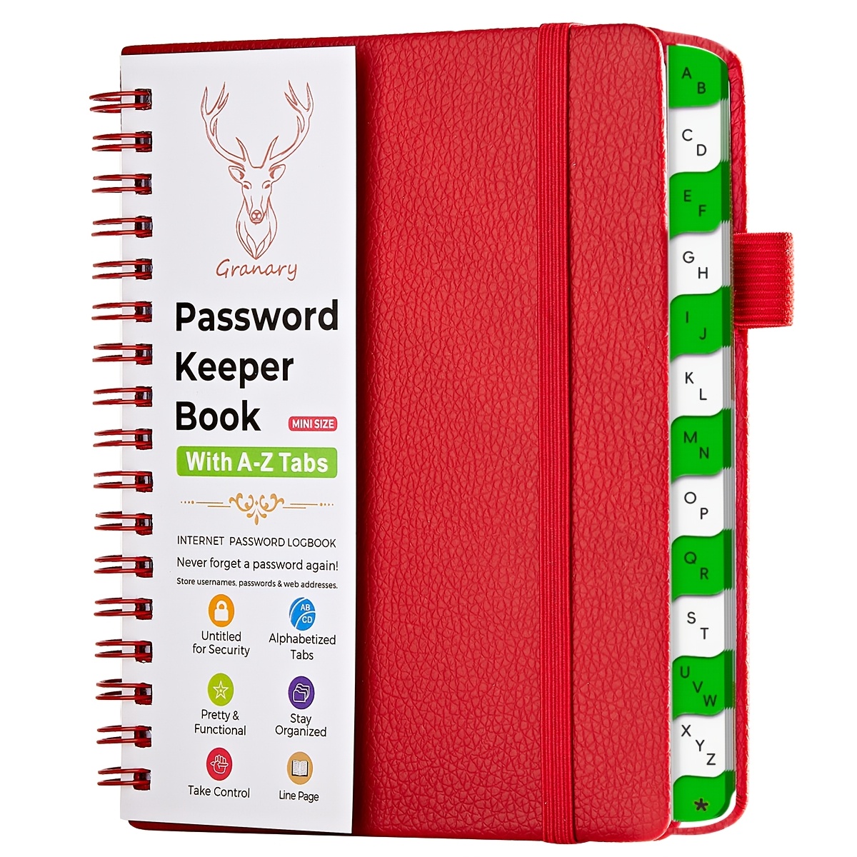 Image of Alphabetical Tabbed Password Book - Perfect Pocket-sized For Seniors, Spiral With Internet Address And Password Organizer, Password Logbook For Home And Office