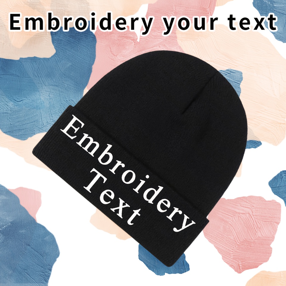 TEMU Custom Text Knit Beanie With Embroidery, Personalized Name/text Winter Hat In Multiple Colors – Unique Gift For Men, Women, Couples (birthday,