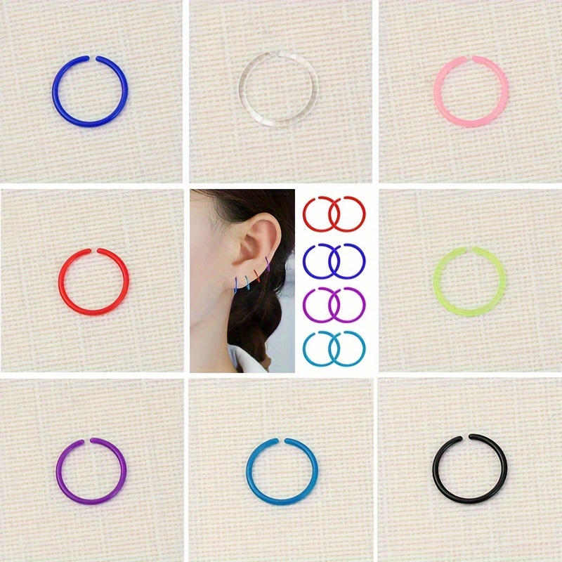 16pcs Colorful Anti-Blocking Invisible Ear Studs - Resin Ear Cuffs for Relief