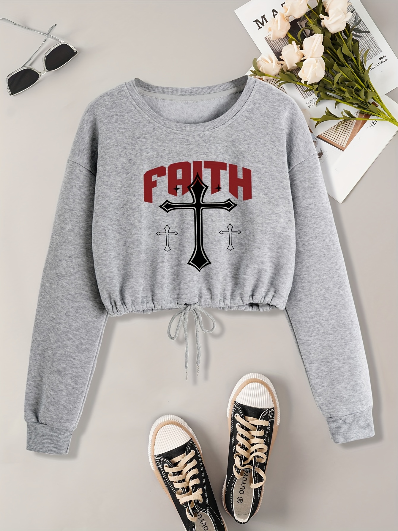 cropped hoodie spring/ autumn women's short sleeve v neck Temu