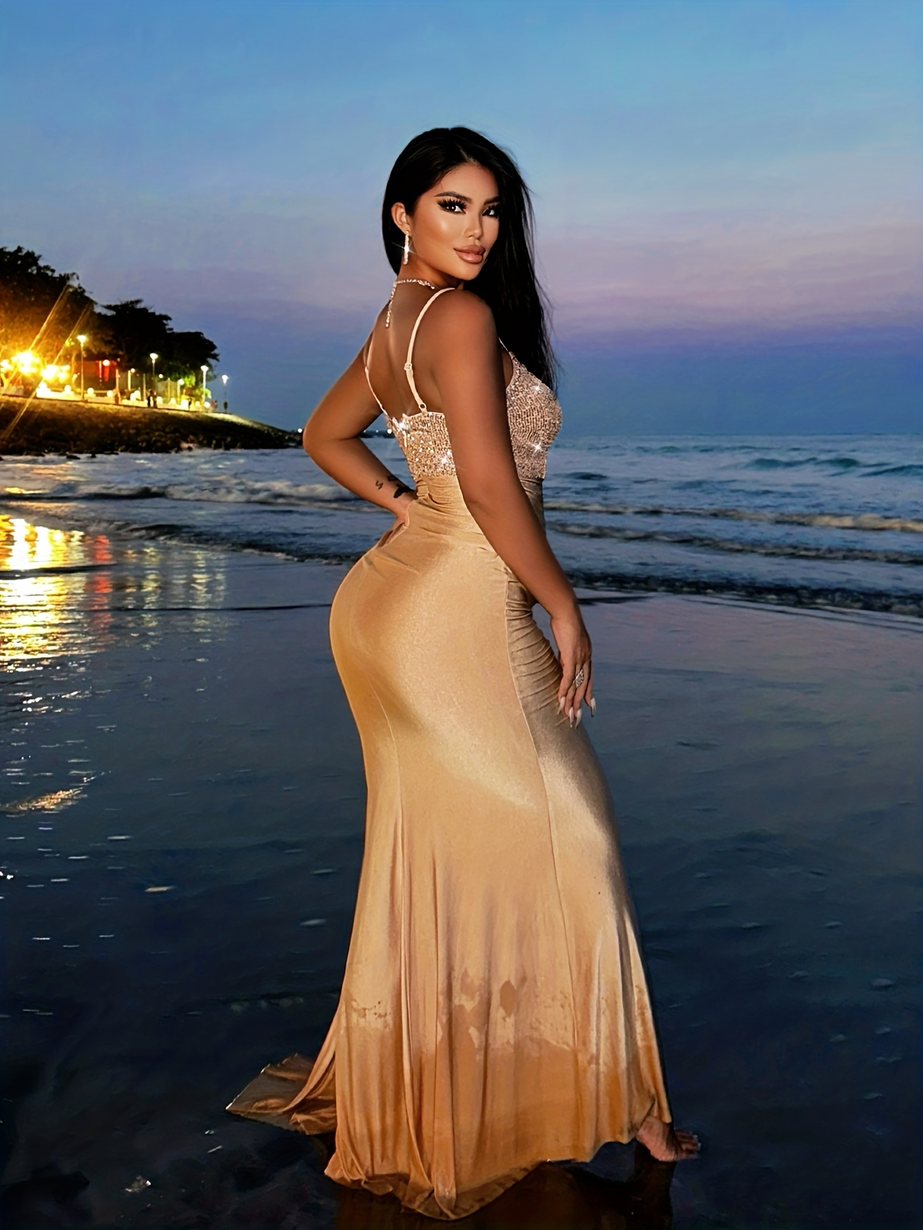open back birthday dress Open-Back Atria Faux-Wrap Long Prom Dress