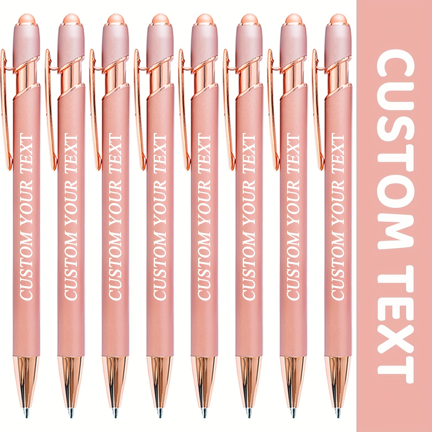

Custom 8-piece Rose Golden Ballpoint Pens With Black Ink - Dual Writing & Touchscreen Functionality, Ideal Gift For Friends, Family, And Colleagues