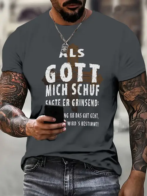 plus size mens gott graphic print t shirt for summer trendy casual short sleeve tees