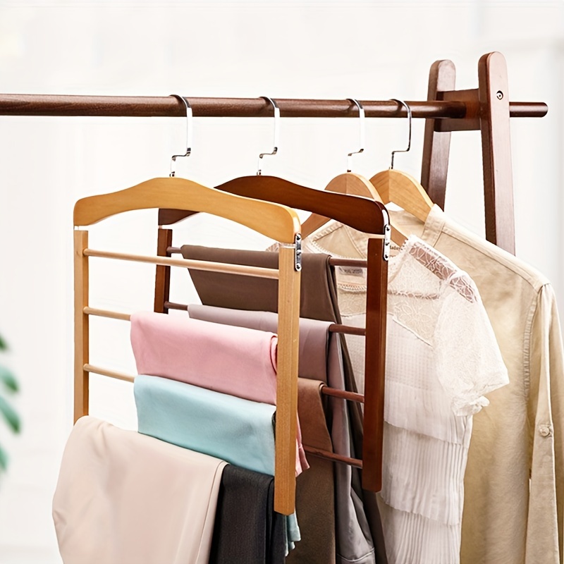 

4- Wooden Pants , -saving, , Ventilated , For Drying And Storing Pants, , Scarves - For Closet, , Organization