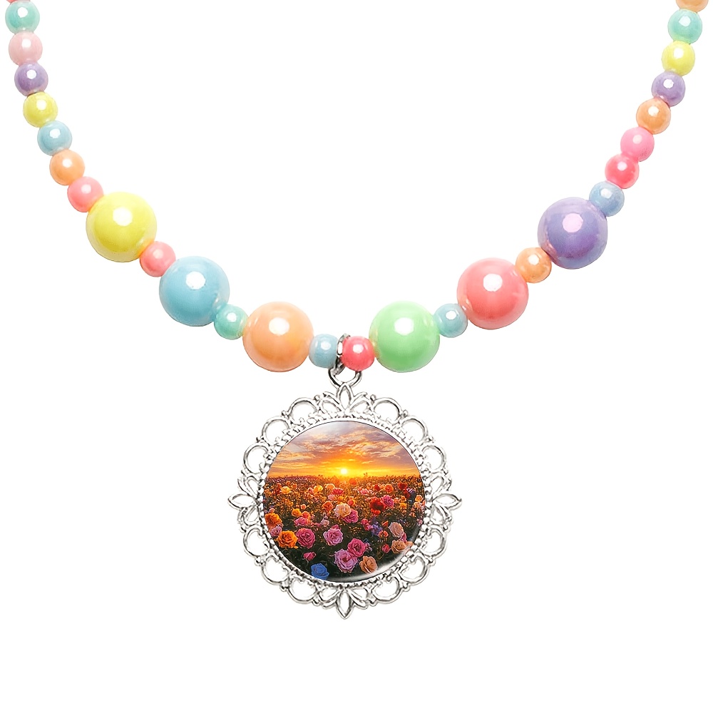 2pcs Women's Cute Necklace & Bracelet Set, Random Colours