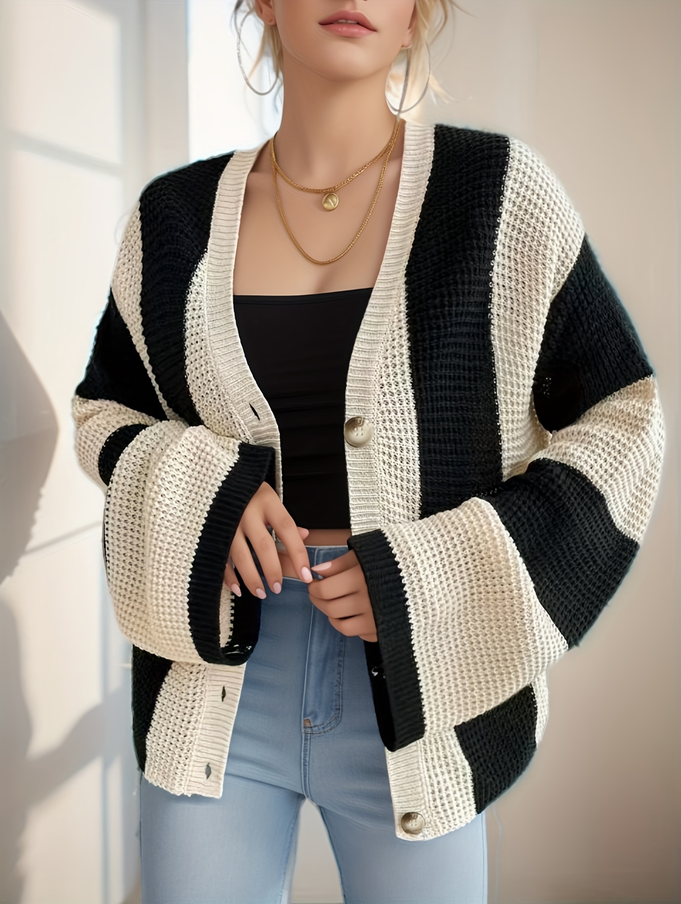 The Tesla Longline Striped Cardigan