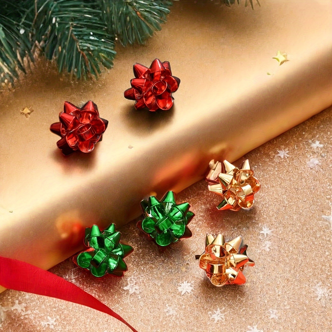 

6pcs Chic Christmas Flower Stud Earrings Set - Metal Fashion For Parties & Gifts, Women