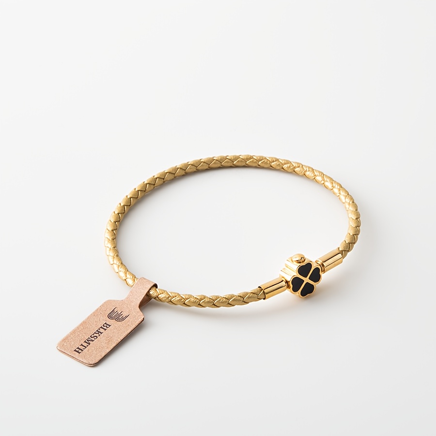 Image of Blksmth Luxurious Clover Clover Women's Bracelet Gift Hand Rope Genuine Leather Material